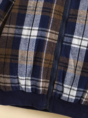 Cozy Fleece-Lined Plaid Zip-Up Hooded Jacket