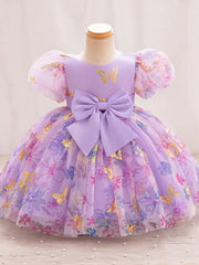 Beautiful Golden Floral Mesh Princess Dress