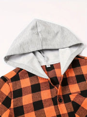 Long Sleeve Hoodie Button Down Plaid Shirts