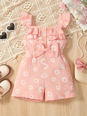 Casual Daisy Print  Summer Sleeveless Jumpsuit