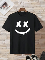 Casual Geometric Crew Neck T-Shirt Smile