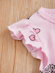 Hedgehog Print Flutter Sleeve Baby Girls Jumpsuit