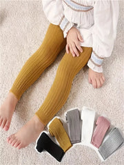 Solid Color Ribbed Leggings Versatile Elastic Waist Pants