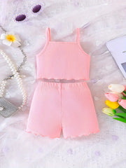 Floral Print Ribbed Knit Camisole Top and Shorts Set