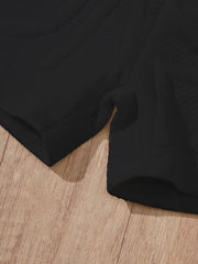 Elastic Waist Faux Drawstring Shorts with Embossed Letter Design