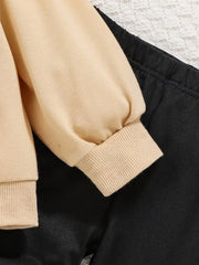 2pcs Autumn/Winter Bow Hoodie and Black Pants Set