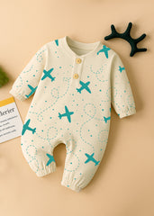Premium Grey Interlock Henley Baby Sleepsuit - Soft Combed Cotton Footless Design