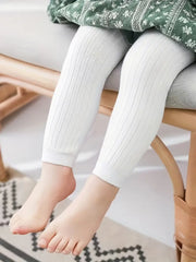 Solid Color Ribbed Leggings Versatile Elastic Waist Pants