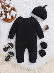 3 Piece Monochrome Letter Climbing Suit Ha Clothes + Hat + Gloves