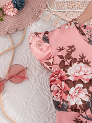 Summer Floral Print Sleeveless Pleated Dress with Belt