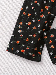 Floral Print Summer Jumpsuit with Puff Sleeves