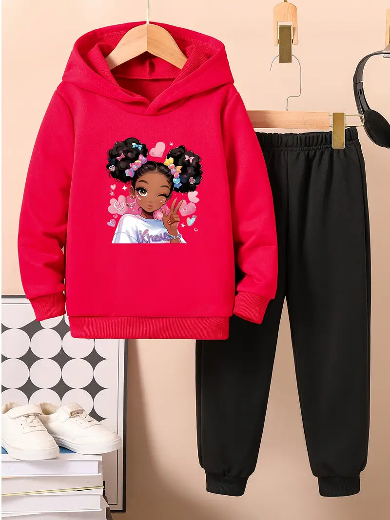 Casual Hooded Sweatshirt and Sweatpants Set