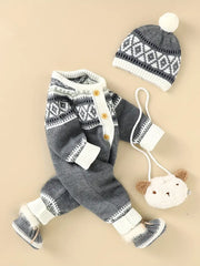 Newborn Infant Geometric Pattern Sweater Romper