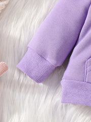 Soft Plush Hooded Fleece Shirt & Trouser Set, Basic Heart Design