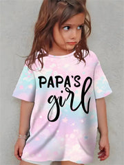 PAPA'S GIRL Print Short Sleeve Crew Neck T-shirt