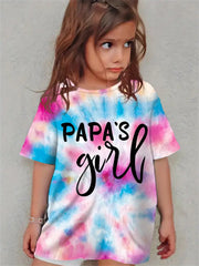 PAPA'S GIRL Print Short Sleeve Crew Neck T-shirt