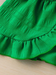 Sleeveless Summer Princess Green Jacquard Fabric Dress