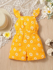 Casual Daisy Print  Summer Sleeveless Jumpsuit