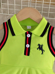 Girls Lapel Sleeveless Preppy Summer Dress