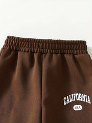 3pcs California Print Casual Jogger Pants