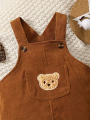 Solid Color Casual Corduroy Overalls