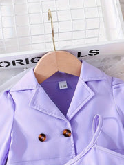 2pcs Long Sleeve Short Coat + Solid Color Suspender Skirt