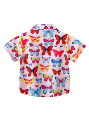 Butterfly Print Casual Fashion Short Sleeve Shirt
