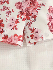 Flower Pattern Splicing One-Shoulder Romper With Belt