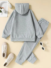 2pcs Long Sleeve Hooded Casual Smile Heart Print Polyester Set