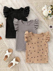3pcs Basic Crew Neck Striped Vest