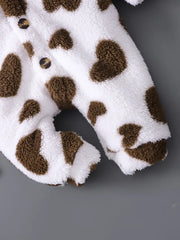 Autumn-Winter Heart Plush Hooded Long-Sleeve Bodysuit