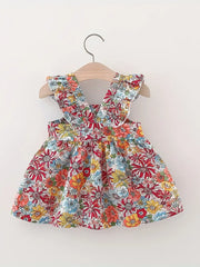 2Pcs/Set Vintage Baby Girl Dresses Summer Cotton Thin Costume