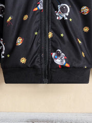 Astronaut & Planets Pattern Hooded Jacket