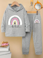 Rainbow Cartoon Cute Thermal Lined Hooded Sweatshirt + Pants