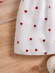 Adorable Summer Heart Print Sleeveless Dress & Hat Set