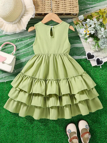Sleeveless, Button Detail Chic Summer Princess Dress
