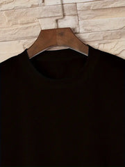 Geometric Cube Print, Casual Crew Neck T-Shirt