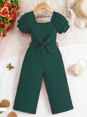 Short Puff Sleeve Ribbed Jumpsuit