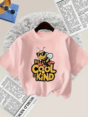 Short-Sleeve T-Shirt Cute And Cool Bee And Letter Print Cartoon Design