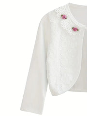 Flower Charms One Button Short Knit Cardigan