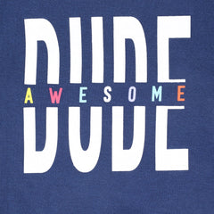 Featherhead Baby Kids' Awesome Dude Blue Full-Sleeve Sweatshirt & Navy Pants Set