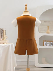 Short Sleeve Shirt Waistcoat Wedding Formal Ring Bearer Suits