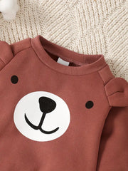 Two-piece Set C, Long Sleeve Hoodie and Bear Printed Pants Suit