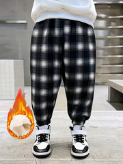 Cozy Fleece-Lined Plaid Joggers