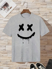 Casual Geometric Crew Neck T-Shirt Smile