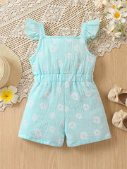 Casual Daisy Print  Summer Sleeveless Jumpsuit