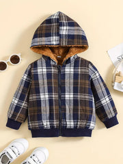 Cozy Fleece-Lined Plaid Zip-Up Hooded Jacket