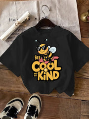 Short-Sleeve T-Shirt Cute And Cool Bee And Letter Print Cartoon Design