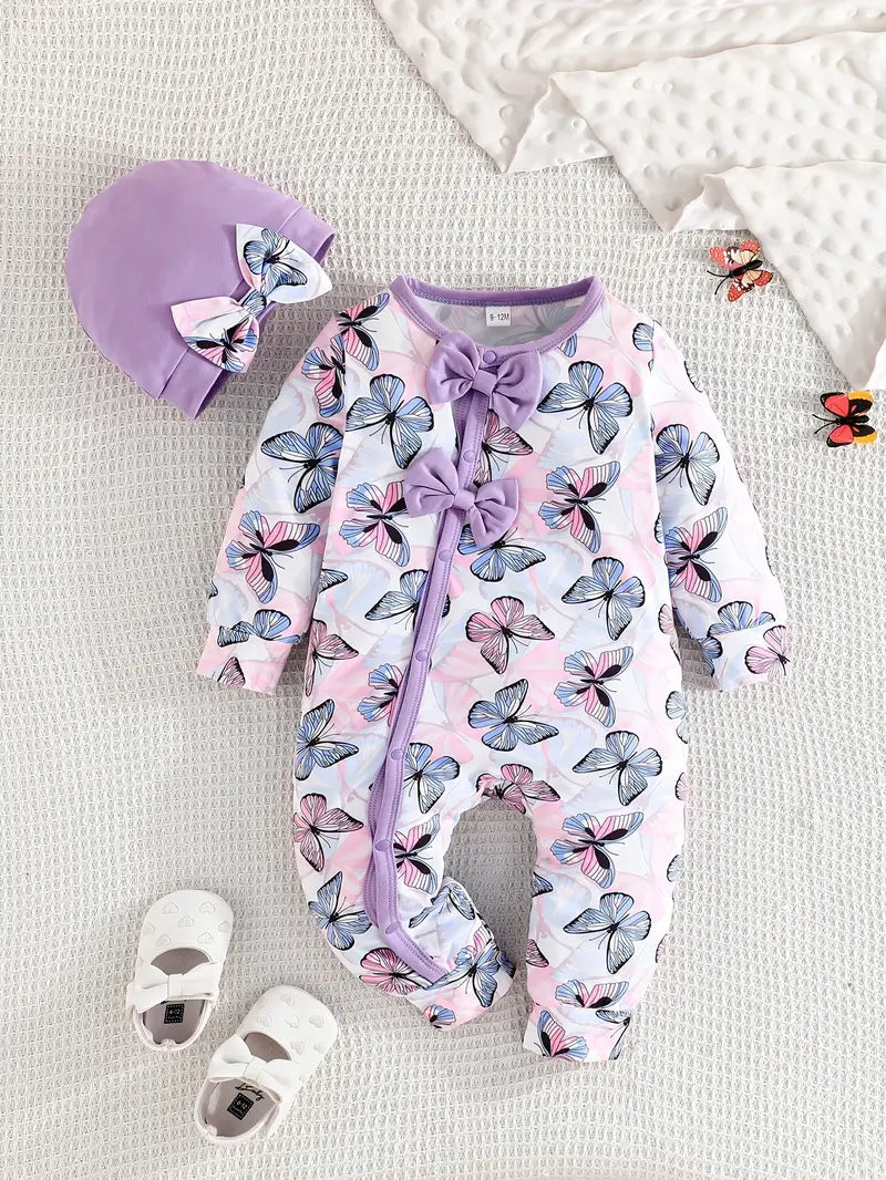 Adorable Print Long-Sleeve Romper