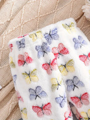 Adorable Butterfly Embossed Plush Pants